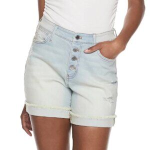 Jennifer Lopez High Rise Light Wash Button Fly Raw Hem Jean Shorts Sz 18 New